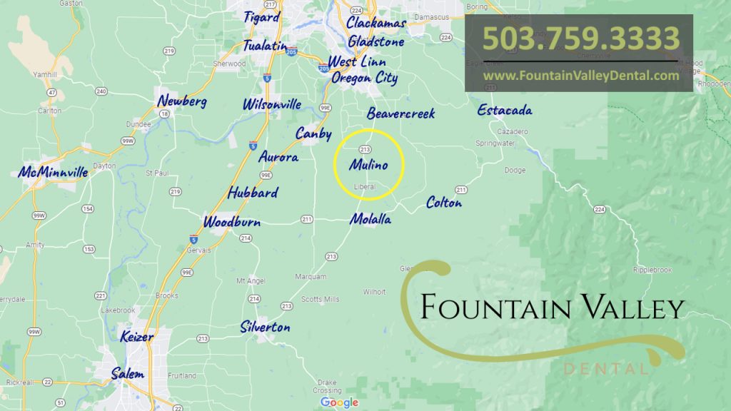 Map of Clackamas County Oregon and Mulino OR Dentists