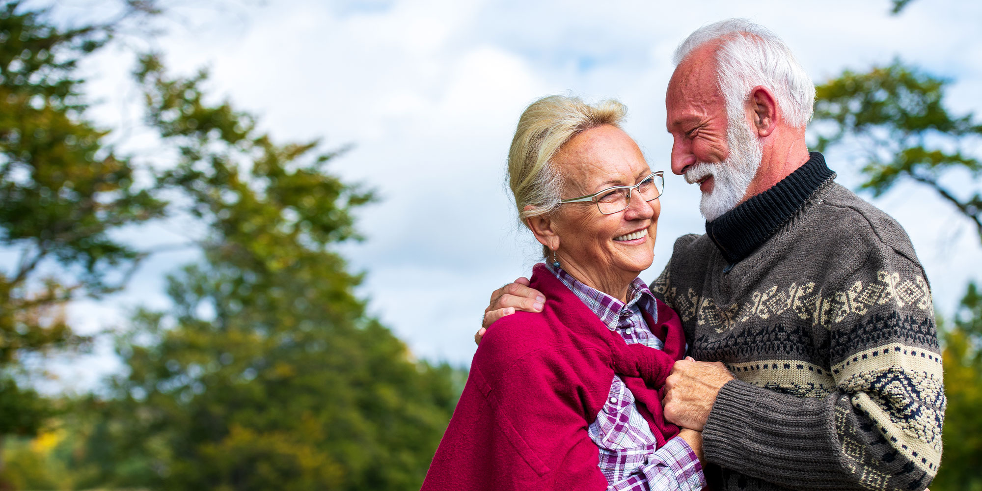 older man woman happy together