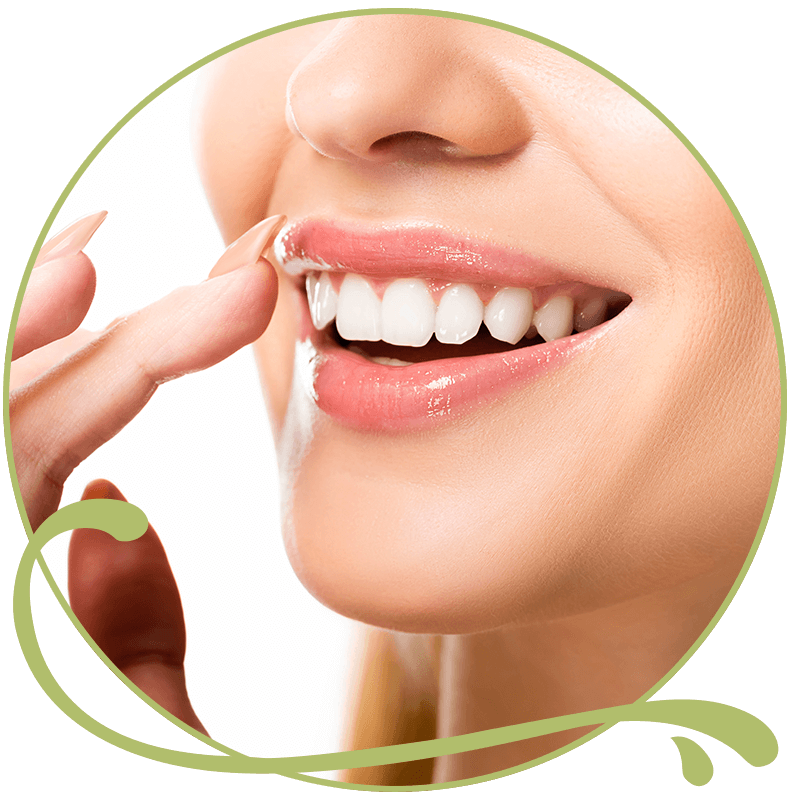 point at teeth